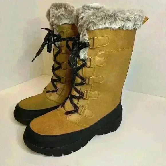 All in Motion Thermolite‎ Faux Fur Brown Womens 7 Boots Cabincore Gorpcore Snow - Picture 2 of 10